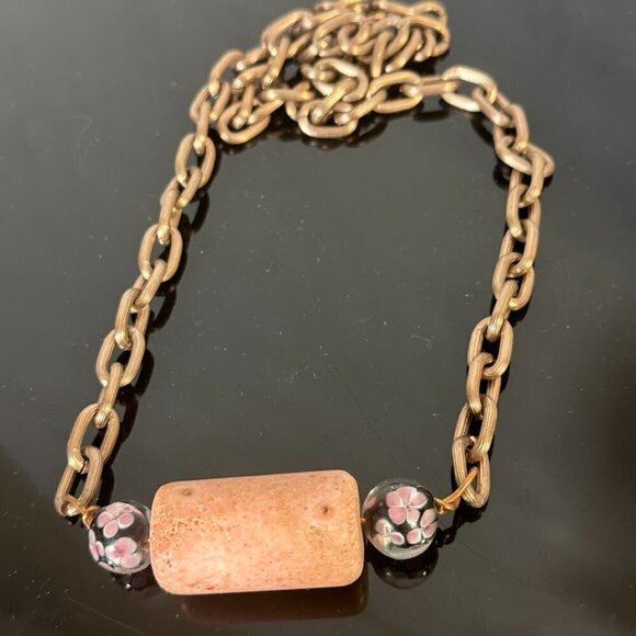 Coral Natural Untreated Floral Beads Chain Necklace Boho Gift Bohemian Hippie - Picture 4 of 5